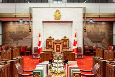 The Senate chamber in which the Royal Assent ceremony typically takes place.